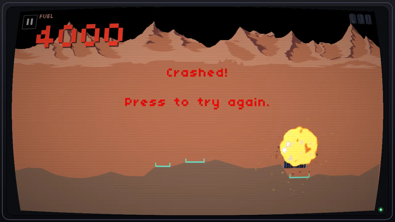 Level 3: the lander descending toward marked Martian landing pads.